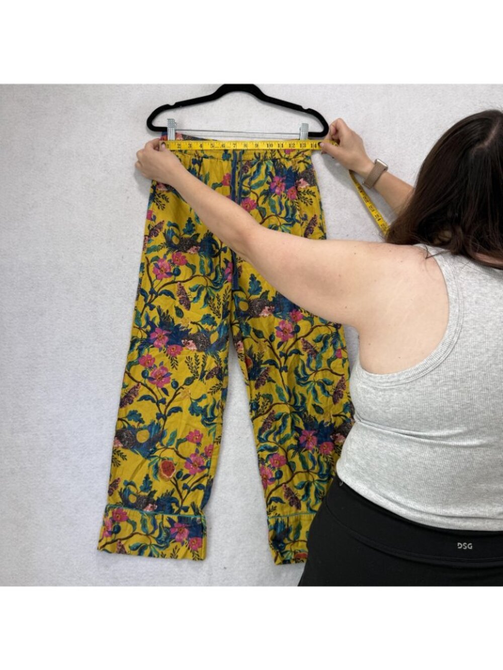 Nathalie Lete Sweatpants Womens XS Yellow Floral Animal Print Elastic Waist - Picture 3 of 9